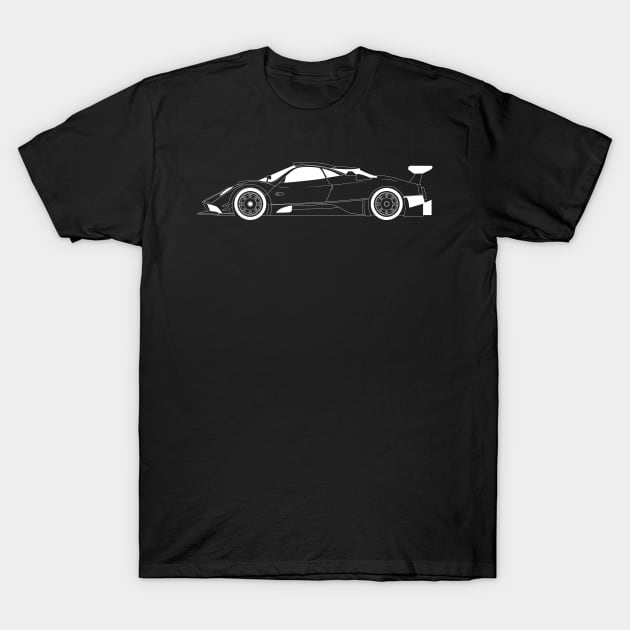 Zonda F White Outline T-Shirt by kindacoolbutnotreally